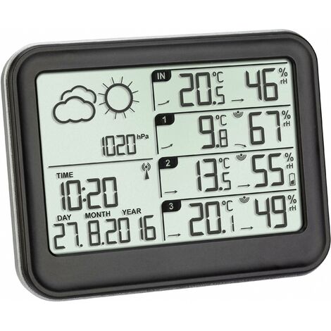 Station météo radiopilotée numérique TFA Dostmann 35.1142.01 noir S264721