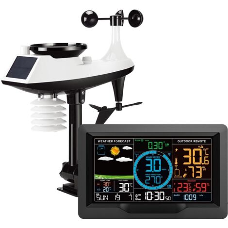 Station météo sans fil 3390A – Détection température - Humidité - Vitesse du vent - Précipitations - Horloge prévisions – Curconsa - FJ3390A