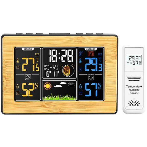 Station Météo Sans Fil Avec Capteur Extérieur Intérieur Thermomètre Humidité Baromètre Horloge Météo