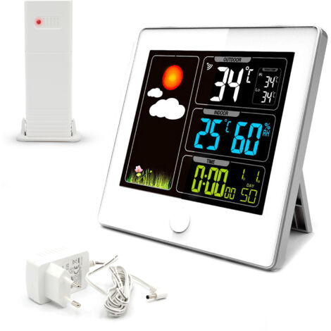 Station Météo Sans Fil Écran LCD Couleur Avec Capteur Intérieur Extérieur  Appli