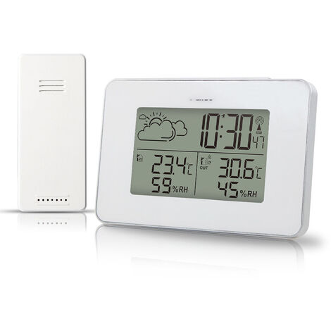 Station météo sans Fil, hygromètre pour thermomètre extérieur intérieur avec capteur extérieur Écran LCD Moniteur d'humidité numérique de la température avec rétroéclairage (Noir)