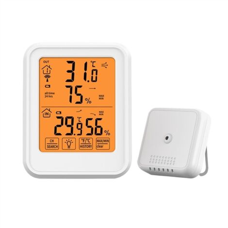 Station météo sans fil – Thermomètre et hygromètre intérieur/extérieur – Capteur à distance numérique (température et humidité) – Écran tactile (avec 2 capteurs)