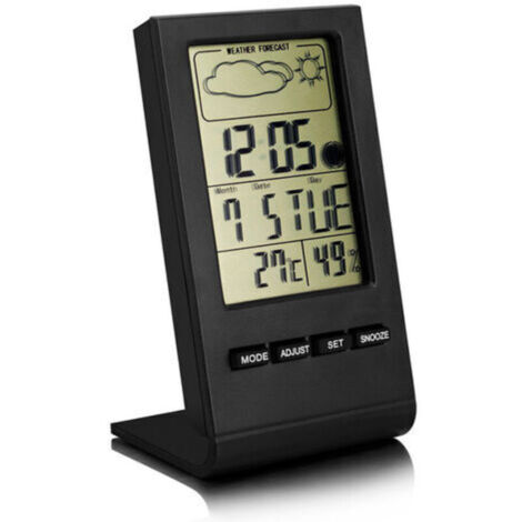 Station météo sans Fil, Thermomètre Hygromètre Baromètre Intérieur Extérieur, Horloge Numérique Réveil avec capteur extérieur Affichage Heure Date Jour Phase de Lune
