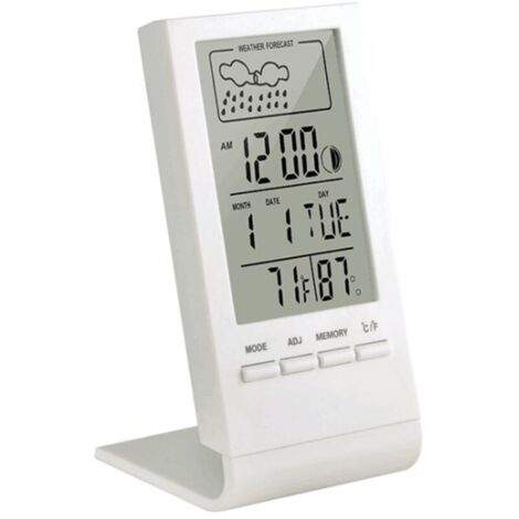 Station météo sans Fil, Thermomètre Hygromètre Baromètre Intérieur Extérieur, Horloge Numérique Réveil avec capteur extérieur Affichage Heure Date Jour Phase de Lune（Blanc）