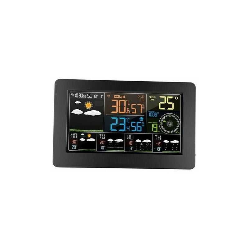 Station météo Wifi multifonction - Couleur - App - Contrôle intelligent - Moniteur météo - Température extérieure - Humidité intérieure - Pression