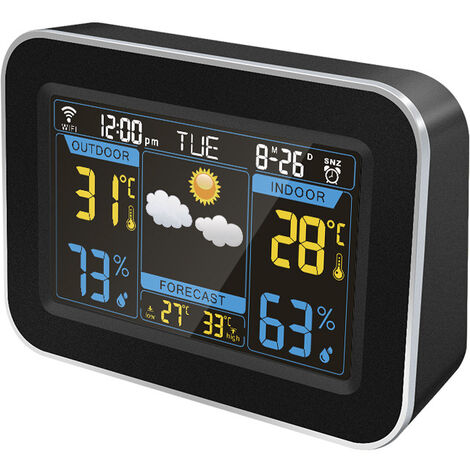 Station météorologique Wifi Station météorologique sans fil thermomètre hygromètre prévisions météo horloge LCD écran couleur contrôle d'application