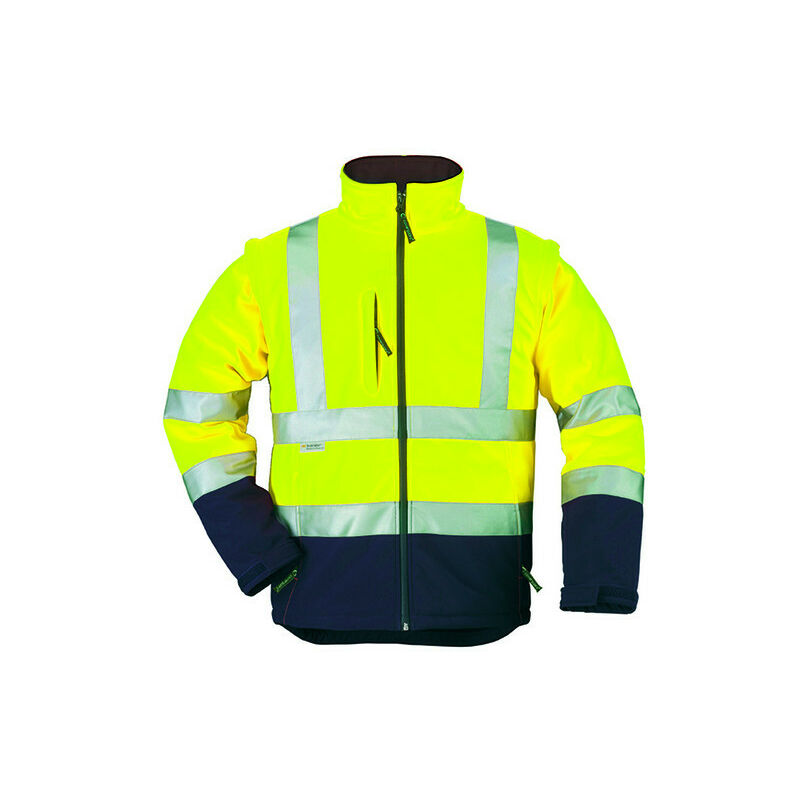 Veste Coverguard Softshell taille m jaune/marine haute visibilité manches amovibles avec bandes rétro-réfléchissantes