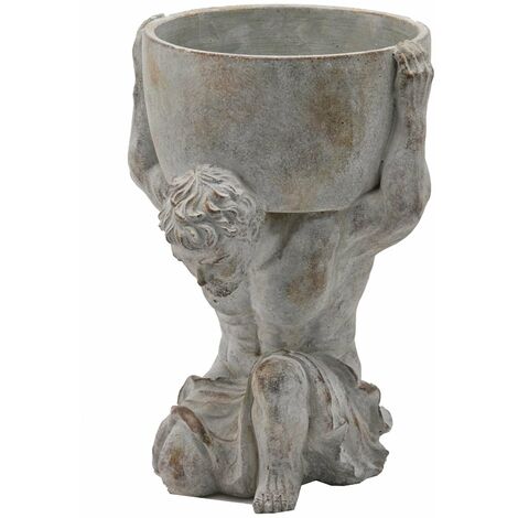 EDG DI ENZO DE GASPERI Statua decorativa Atlante porta vaso da giardino in cemento anticato -Large