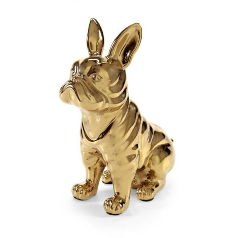 STATUA DECORATIVA BULLDOG FRANCESE 24X12X30 CM IN COLORE ORO