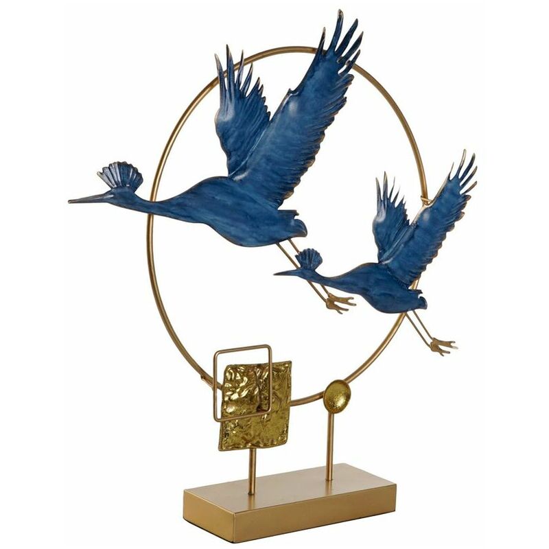 Image of Dkd Home Decor - Statua Decorativa 51 x 9 x 51 cm Azzurro Dorato Uccello