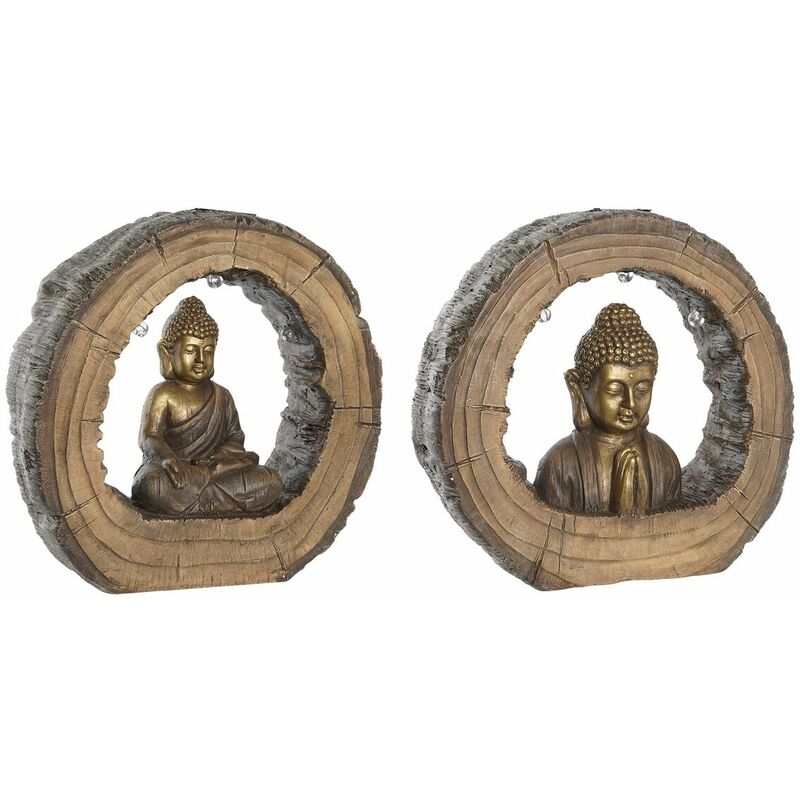 Image of Statua Decorativa Dkd Home Decor 40 x 13 x 40 cm Dorato Marrone Buddha Orientale (2 Unità)