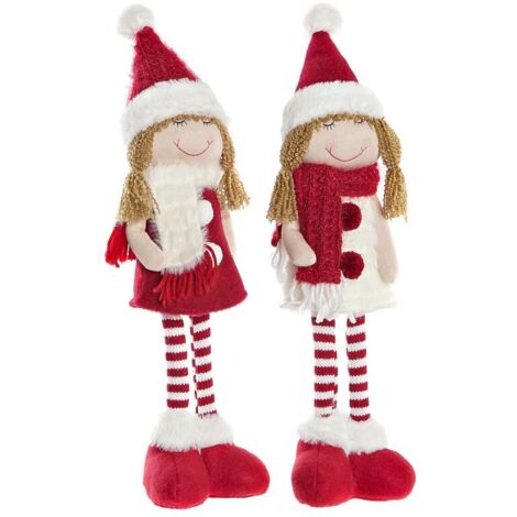 Statua Decorativa DKD Home Decor Natale Bambola Poliestere Ragazze (11 x 7 x 43 cm) (2 Unità)