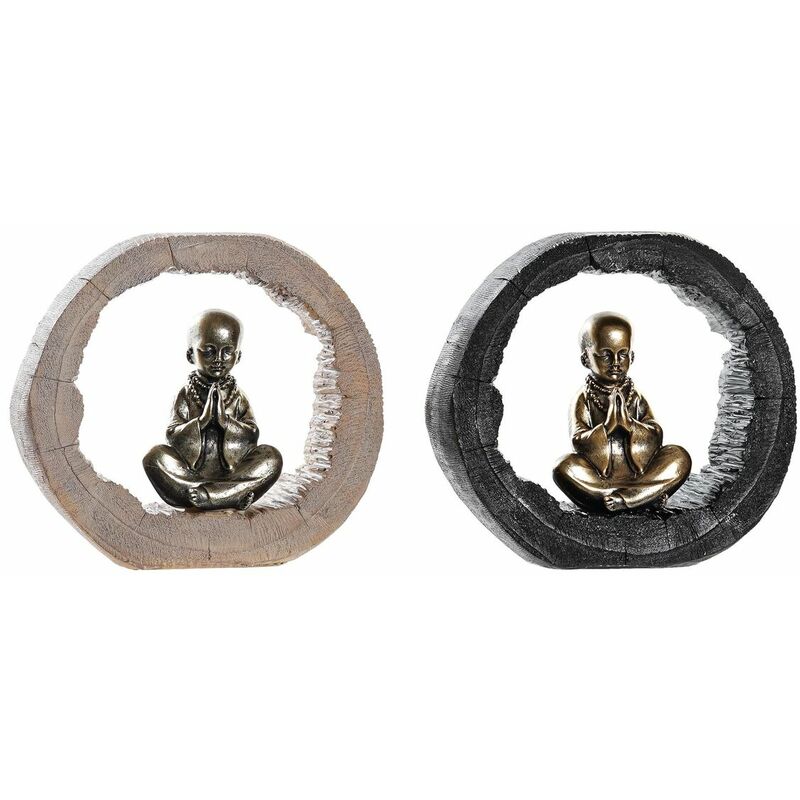 Statua Decorativa DKD Home Decor Nero Dorato Frate...