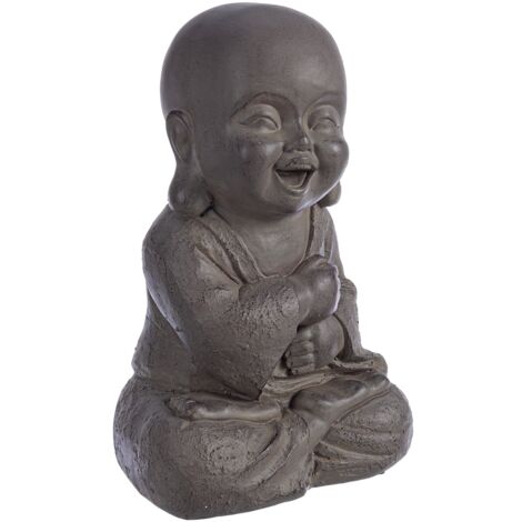Statua Decorativa in Poli Resina Antracite "Buddha" per Veranda e Giardino per uso esterno. -Buddha sereno
