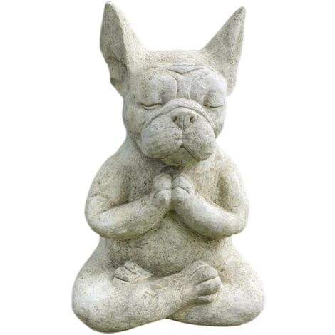 Statua di bulldog in meditazione, scultura di cane in resina, statua di animale in stile yoga per la decorazione di ufficio e casa.