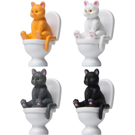 Statua di gatto sulla toilette - Figurina in miniatura - Ornamento per la casa - Figurine di gatto in resina - Figurina di gatto in resina - Decorazione per la casa - Figurina di gatto carino