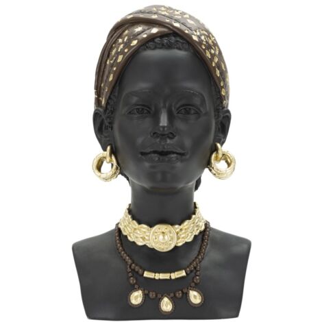 Statua Donna Masai 19x30x18,5 cm in Poliresina Nero/Oro
