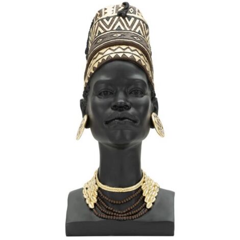 Statua donna masai con turbante cm 21,5X27,5X45 - TURBAL