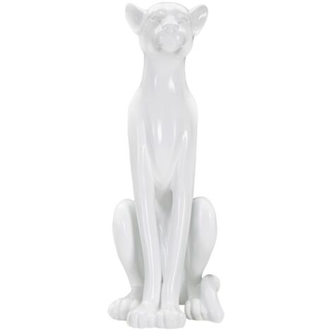 Statua Leopardo 27x74x38 cm in Poliresina Bianco