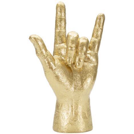 Statua Mano "Yeah" 14,5x23x7 cm in Poliresina Oro