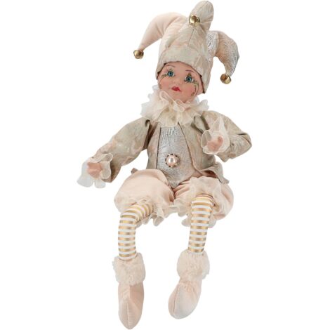 Statua Natalizia bambino con vestito color oro decorazione natalizia -Seduto