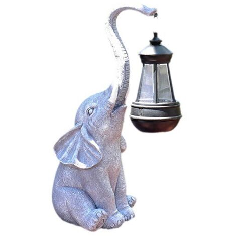 Statua solare da giardino a forma di elefante, luce solare, decorazione da giardino con lampada solare, decorazione da giardino, 33,5 cm di altezza e 16 cm di larghezza.