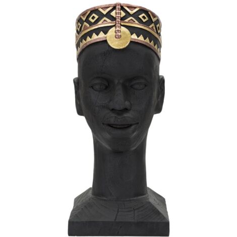 Statua Uomo Masai 25x56x25 cm in Poliresina Nero/Oro