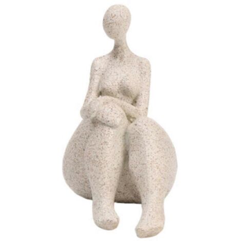 Statue abstraite en résine représentant une femme ronde, à poser sur une table.