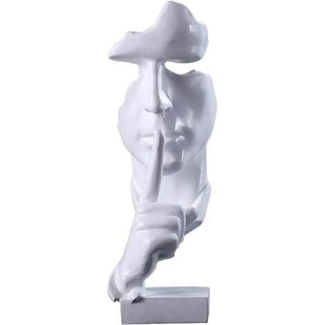 Statue abstraite Silence du Penseur en résine dorée – Dimensions 11x10x28.5cm – Décoration moderne pour bureau et salon