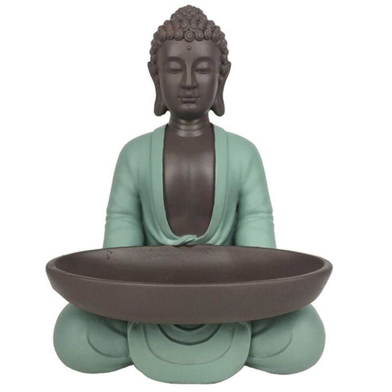 Zen Arôme - Statue Bodhi avec plateau vide poche en polyrésine - Marron