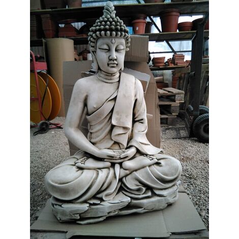 Statue Bouddha Amour 47x31x73cm. pierre reconstituée Couleur Gris