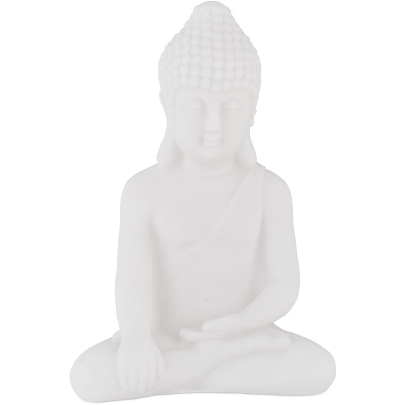 Statue bouddha assis, lot de 2, 17 cm de haut, résistante aux intempéries et au gel, pour salon & jardin, blanche