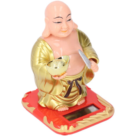Statue Bouddha Maitreya Solaire avec Détecteur de Mouvement - Décoration Énergétique pour Bureau, Maison ou Voiture