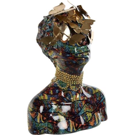 Statue buste résine colorée pour décoration chic - Multicolore riche et texturé