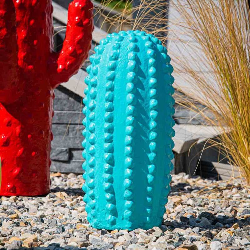 Statue cactus jardin deco bleu 30 cm - Bleu