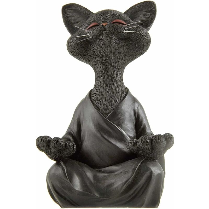 Dprston - Statue Chat Bouddha Zen et Heureux en Meditation, idéale pour décoration intérieure et extérieure Maison et Jardin Magnifique Cadeau