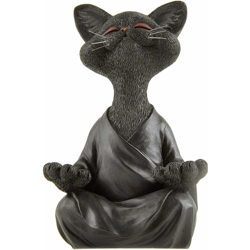 Roleader - Statue Chat Bouddha Zen et Heureux en Meditation, idale pour dcoration intrieure et extrieure Maison et Jardin Magnifique Cadeau