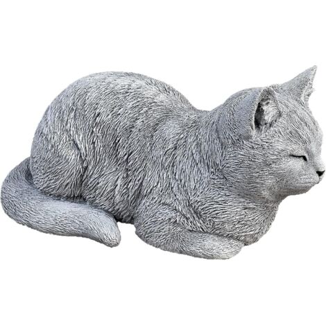 Statue Chat en Pierre, 36 cm, Résistante au Gel jusqu'à -30°C, Décoration Extérieure, Idéal Jardin et Terrasse