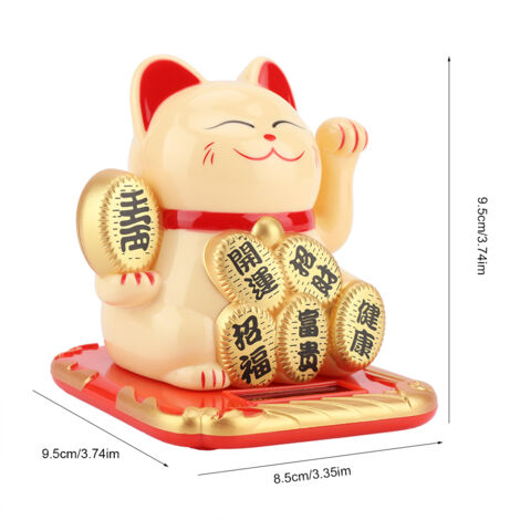 Statue Chat Fortune Solar Motorisée Décoration Automobile Décor Maison Dorée Maneki Neko