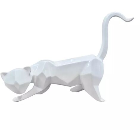 Statue chat géométrique et cubique blanc L43 cm - WHITE CAT