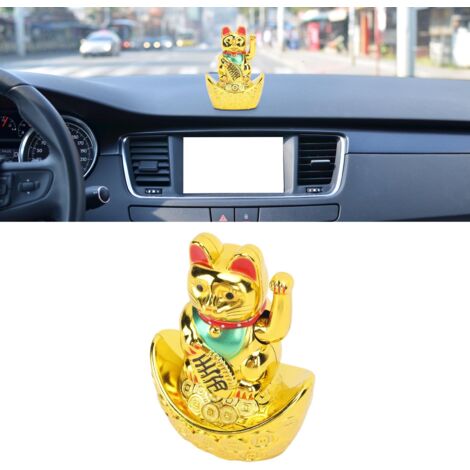 Statue Chat Porte-Bonheur en Plastique Gold 4 In Vivid Expression Kit Waving Arm