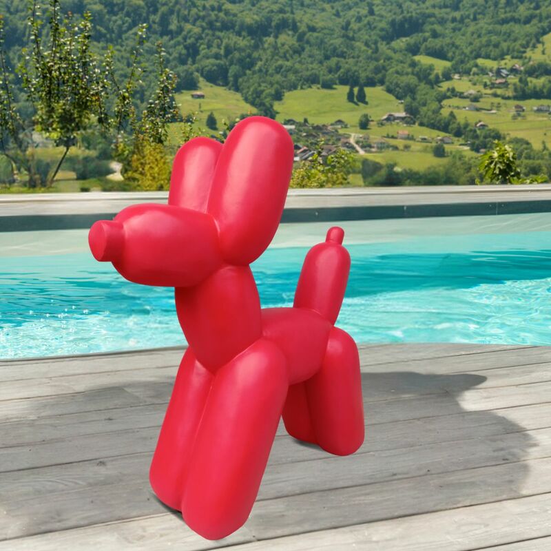 Wanda Collection - Statue chien ballon rouge 100 cm - Rouge