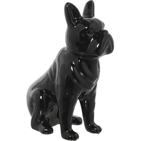 Statue chien céramique élégante pour déco chic - Noir brillant