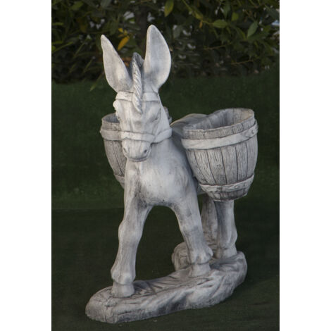 Statue classique en pierre reconstituée Fermier avec une brouette 55x35x90cm.