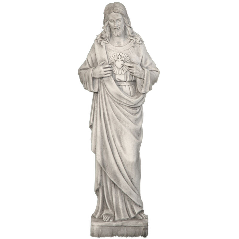 Anaparra - Statue classique en pierre reconstituée Sacré Cœur de Jésus 20x18x82cm.