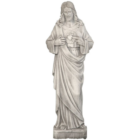 Statue classique en pierre reconstituée Sacré Cœur de Jésus 20x18x82cm.