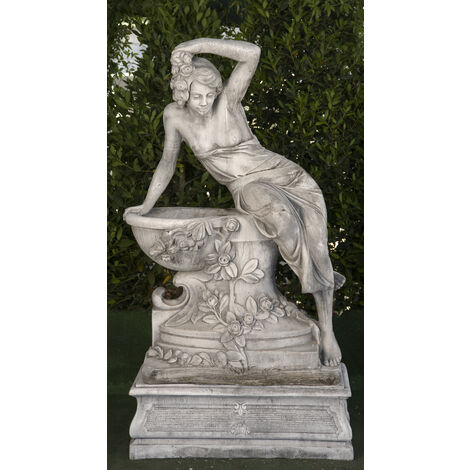 Statue classique en pierre reconstituée Vénus de Jardin 80x45x140cm. - Piédestal 90x50x28cm.
