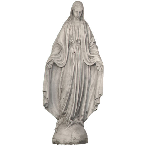 Statue classique en pierre reconstituée Vierge de La Medalla Miraculeuse 18x73cm.