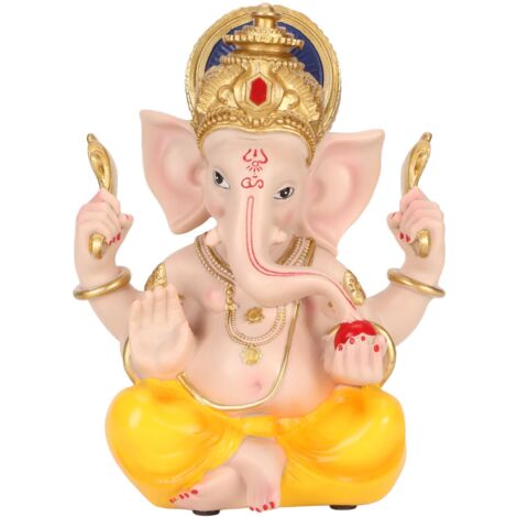 Statue Colorée de Ganesh en Résine - Décor Éléphant Indien pour Jardin ou Intérieur
