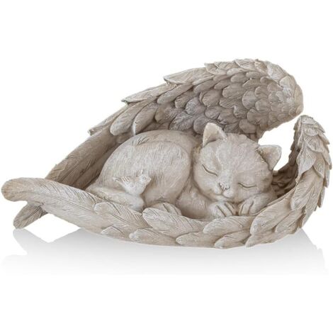 Statue commémorative de chat d'ange, commémorez votre compagnon à fourrure perdu, statue de chat pour l'extérieur, le jardin ou la pierre tombale 1pc